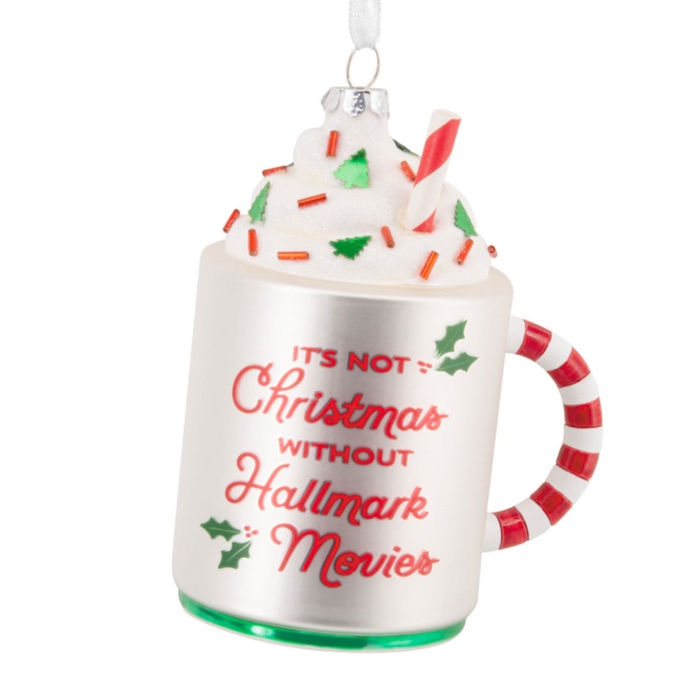 Hallmark Channel Festive Mug Glass Hallmark Ornament